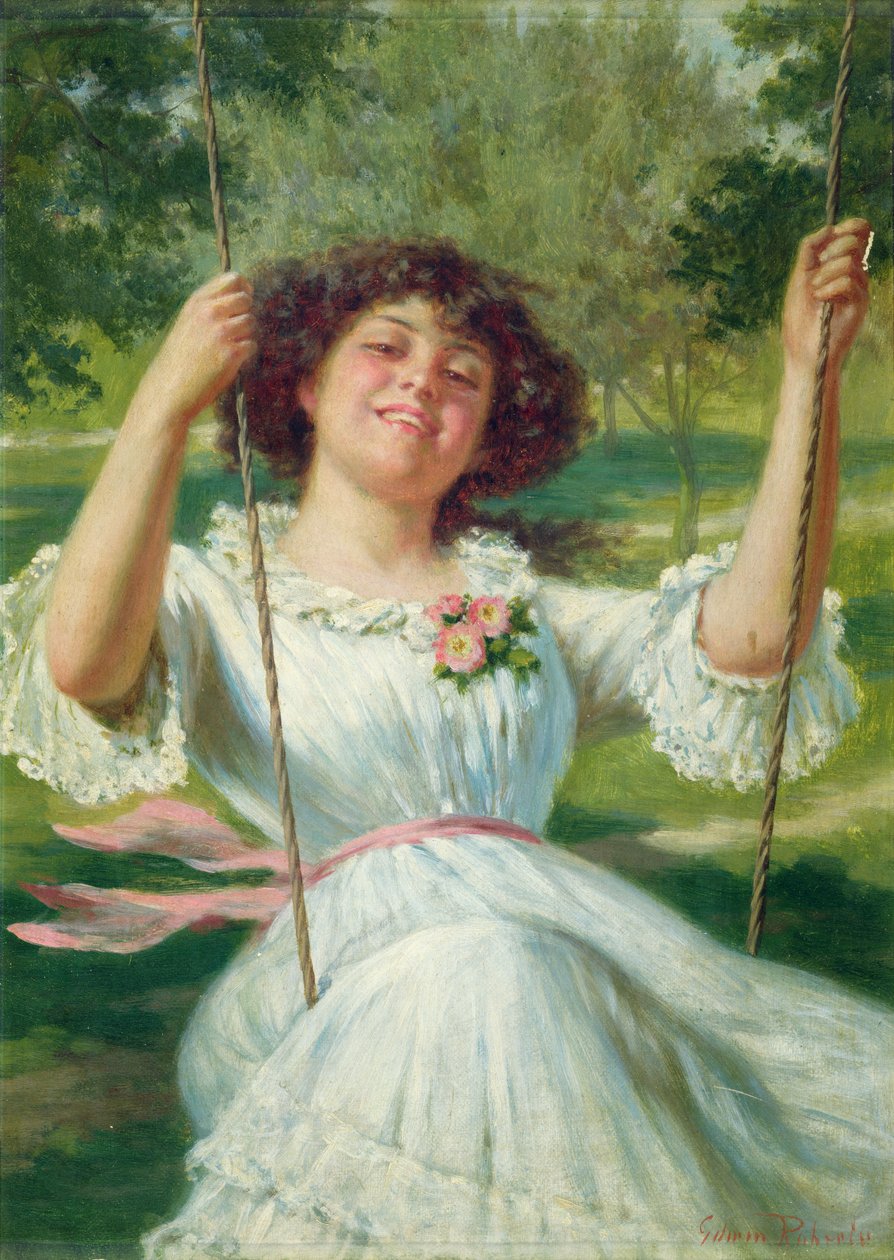 Dívka na houpačce od Edwin Thomas Roberts