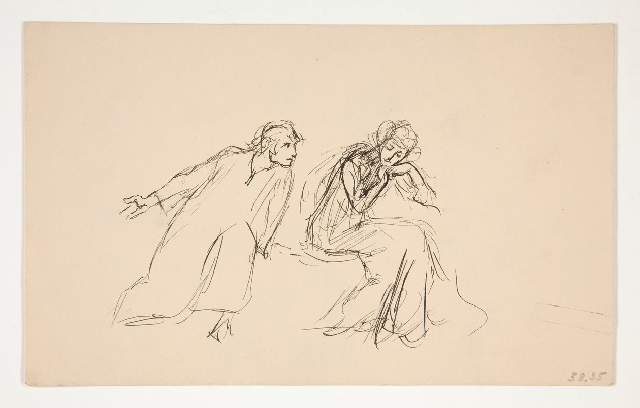 Angelo a Isabella (studie pro .1104) – dějství II, scéna IV, míra za míru od Edwin Austin Abbey
