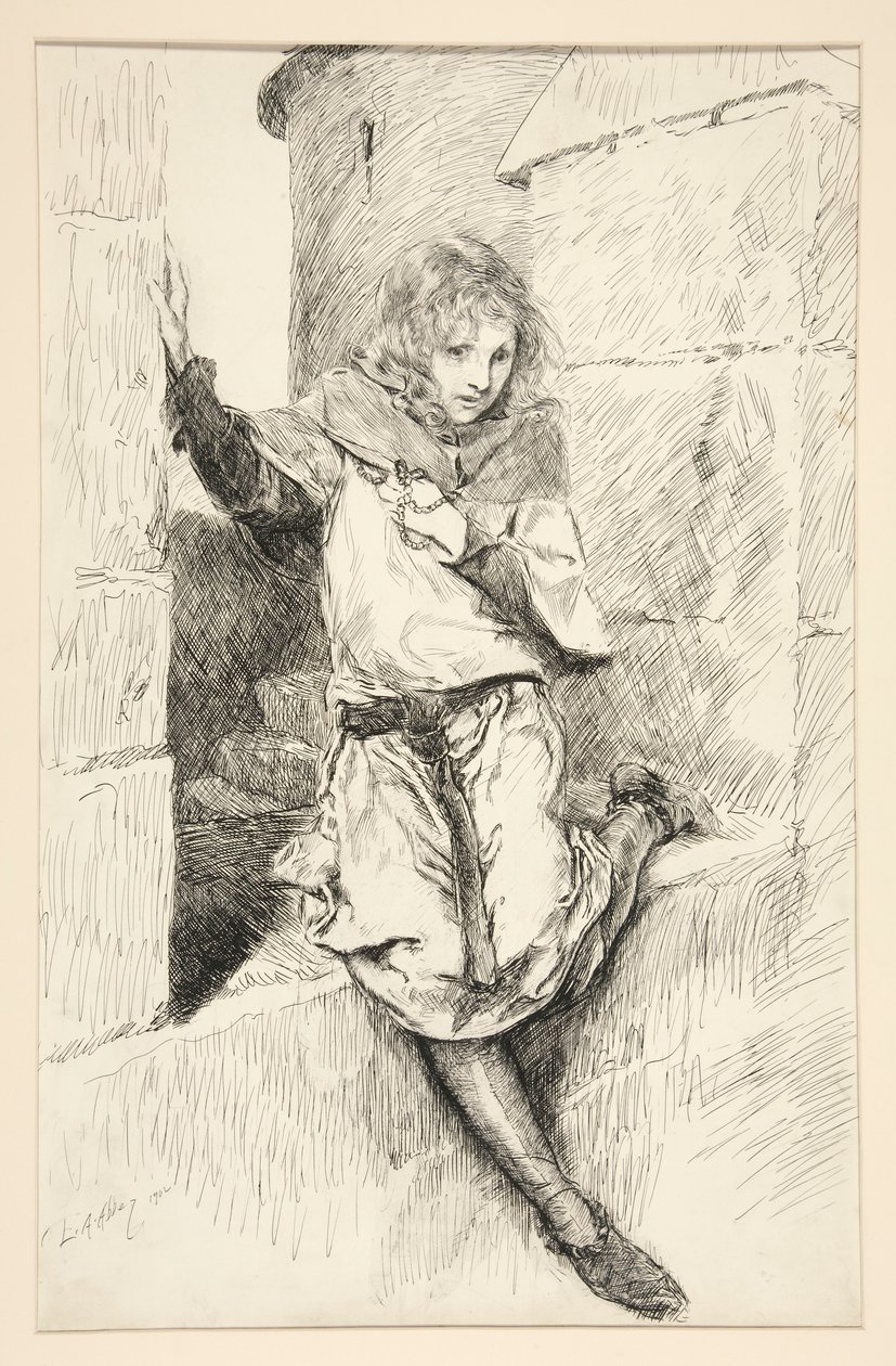 Artuš – dějství IV, scéna III, král Jan od Edwin Austin Abbey