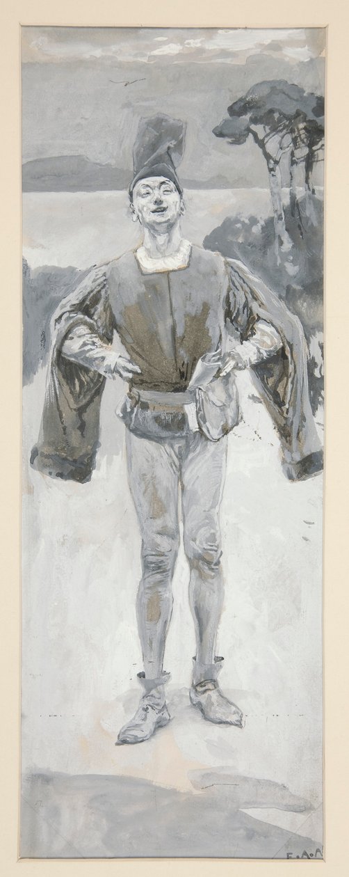Autolycus, ilustrace k baladám a baladické hudbě ilustrující Shakespeara od Edwin Austin Abbey