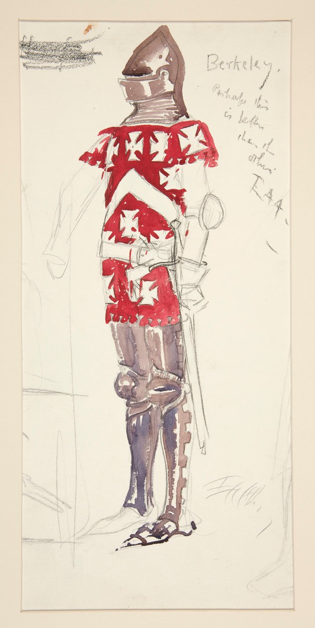 Berkeley, skica kostýmu pro Henryho Irvinga od Edwin Austin Abbey