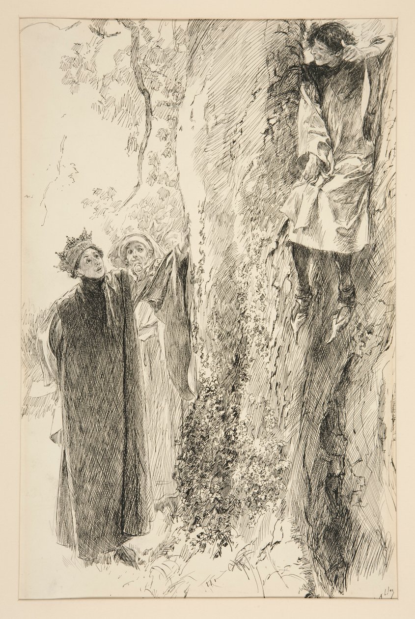 Biron a král, z dějství IV, scéna iii, Láska od Edwin Austin Abbey
