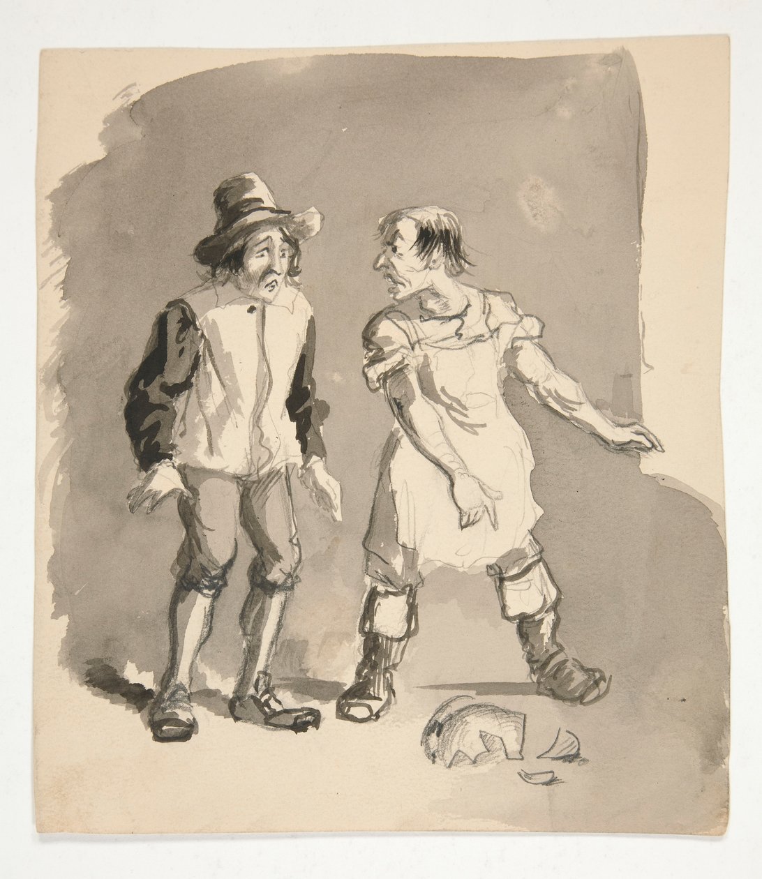 Karikatura dvou mužů a rozbitý hrnec od Edwin Austin Abbey