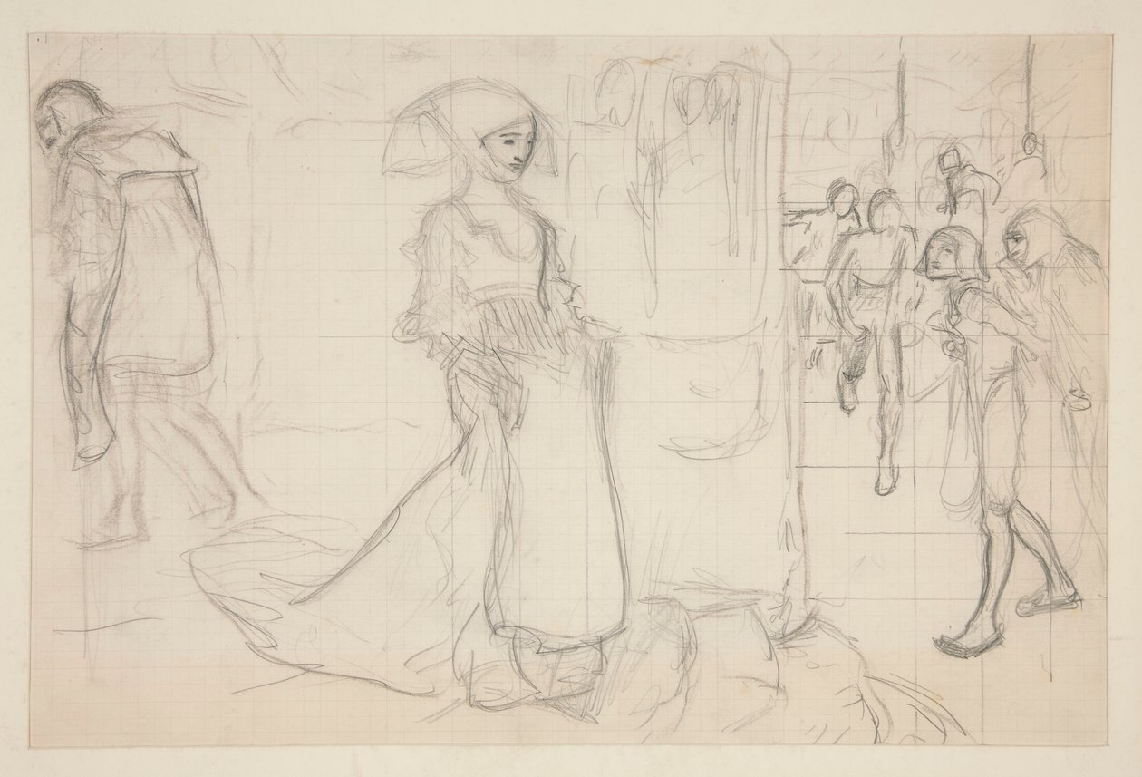 Kompoziční studie k obrazu Faust a Markéta od Edwin Austin Abbey