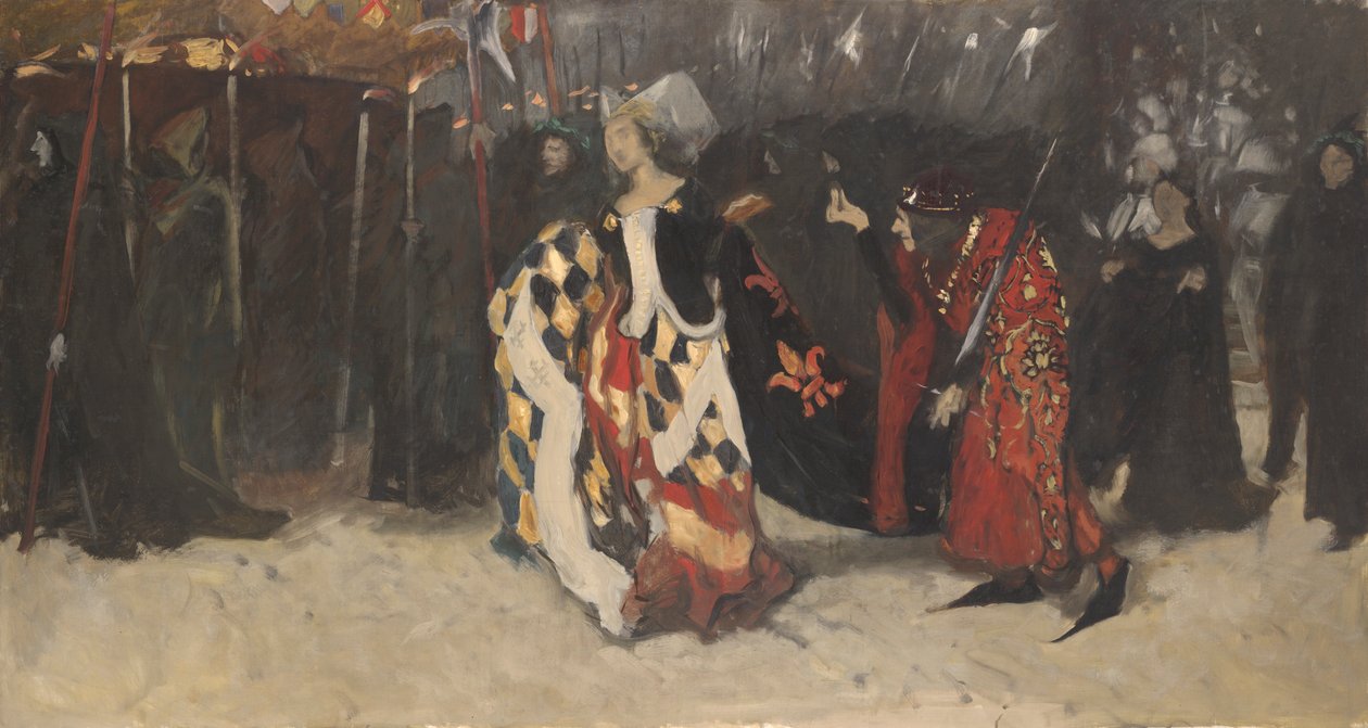 Kompoziční studie pro Richarda, vévodu z Gloucesteru a lady Annu od Edwin Austin Abbey