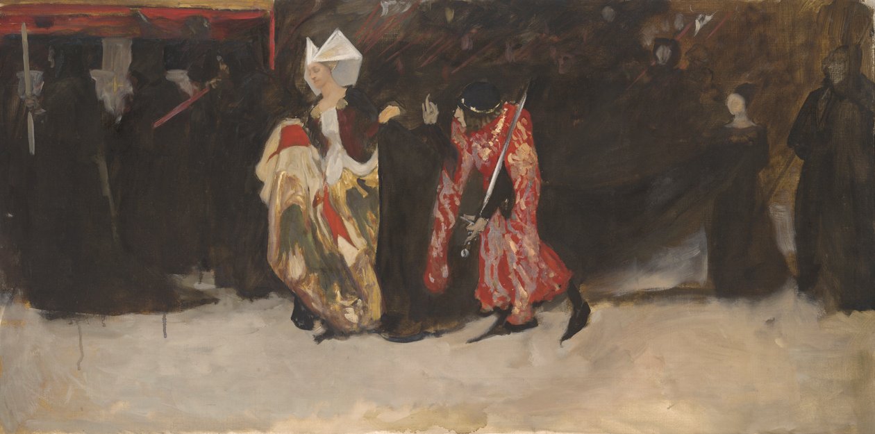 Kompoziční studie pro Richarda, vévodu z Gloucesteru a lady Annu od Edwin Austin Abbey