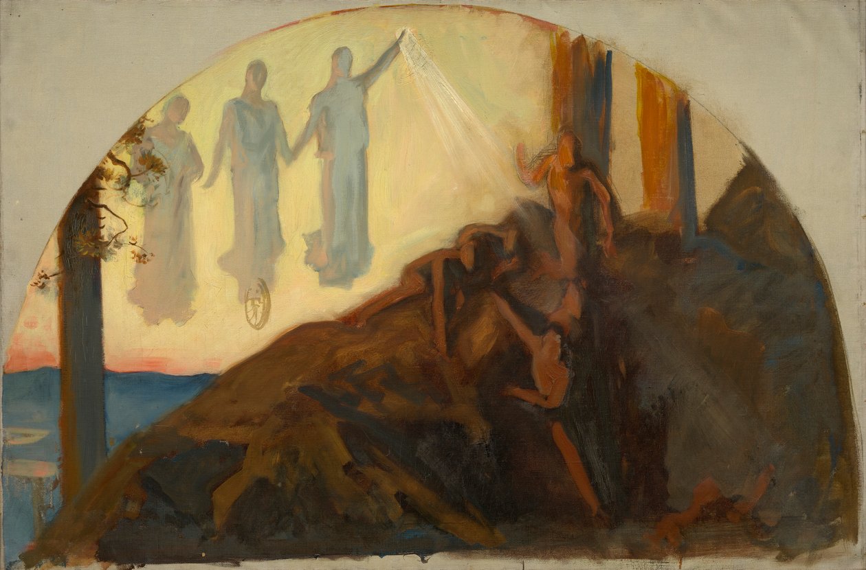 Compositional Study, for Science Revealing the Treasures of the Earth, Rotunda, Pennsylvania State Capitol, Harrisburg od Edwin Austin Abbey