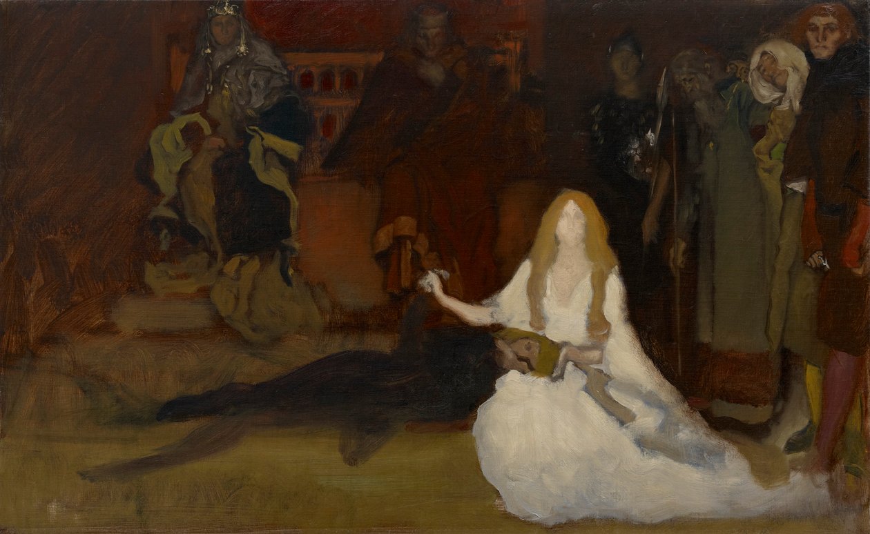 Kompoziční studie pro The Play Scene in Hamlet, Act III, Scéna II od Edwin Austin Abbey