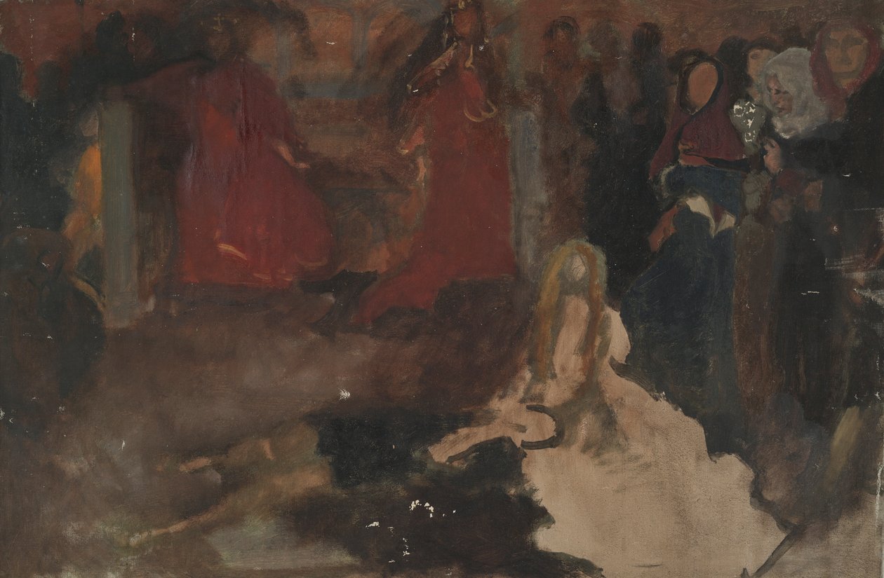 Kompoziční studie pro The Play Scene in Hamlet, Act III, Scéna II od Edwin Austin Abbey