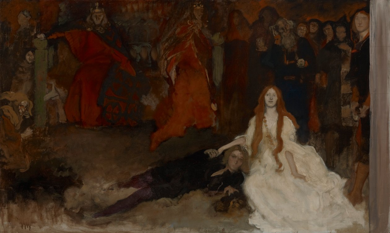 Kompoziční studie pro The Play Scene in Hamlet, Act III, Scéna II od Edwin Austin Abbey