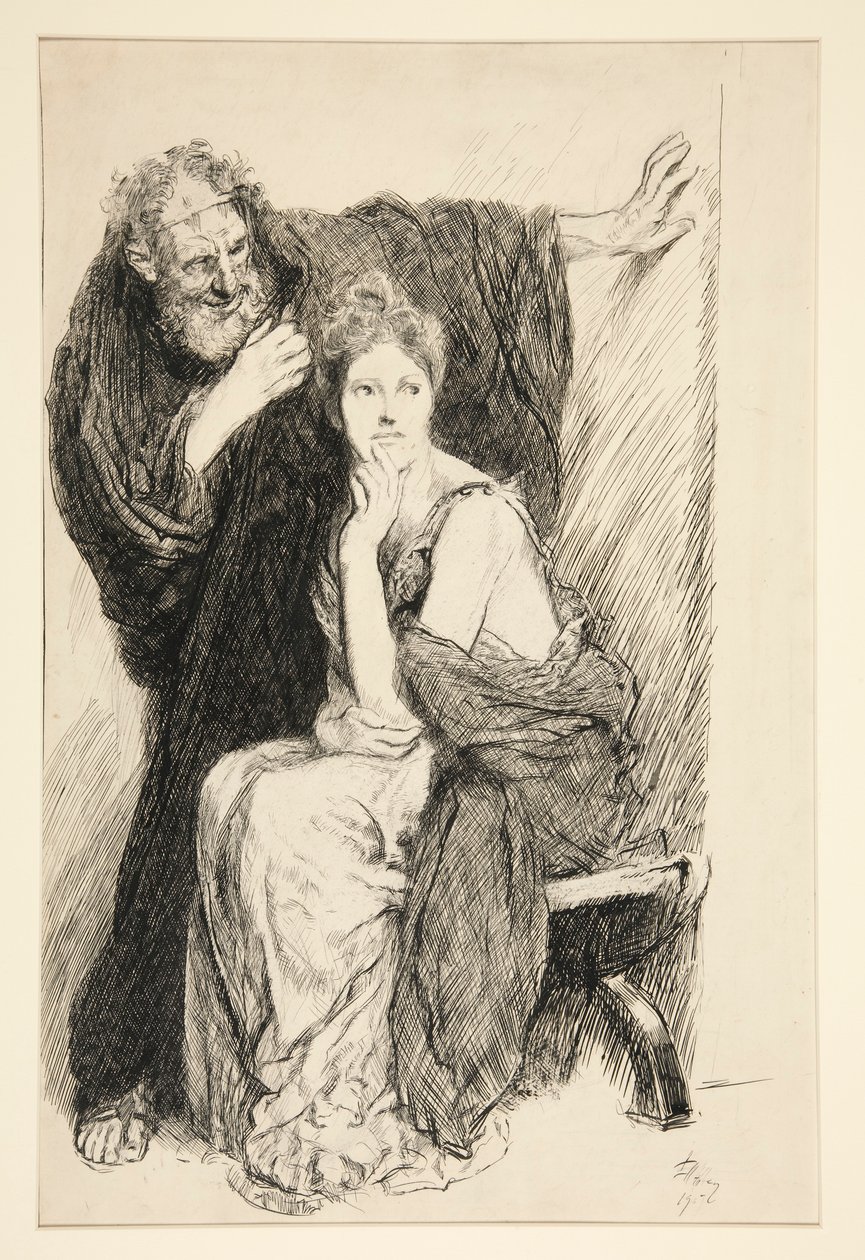 Cressida a její strýc z Troilus a Cressida od Edwin Austin Abbey