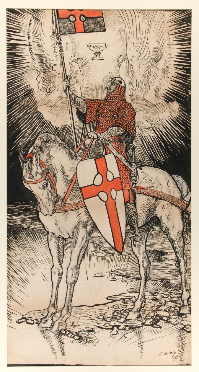 Kresba pro plakát propagující výstavu a vydání knihy Abbey od Edwin Austin Abbey