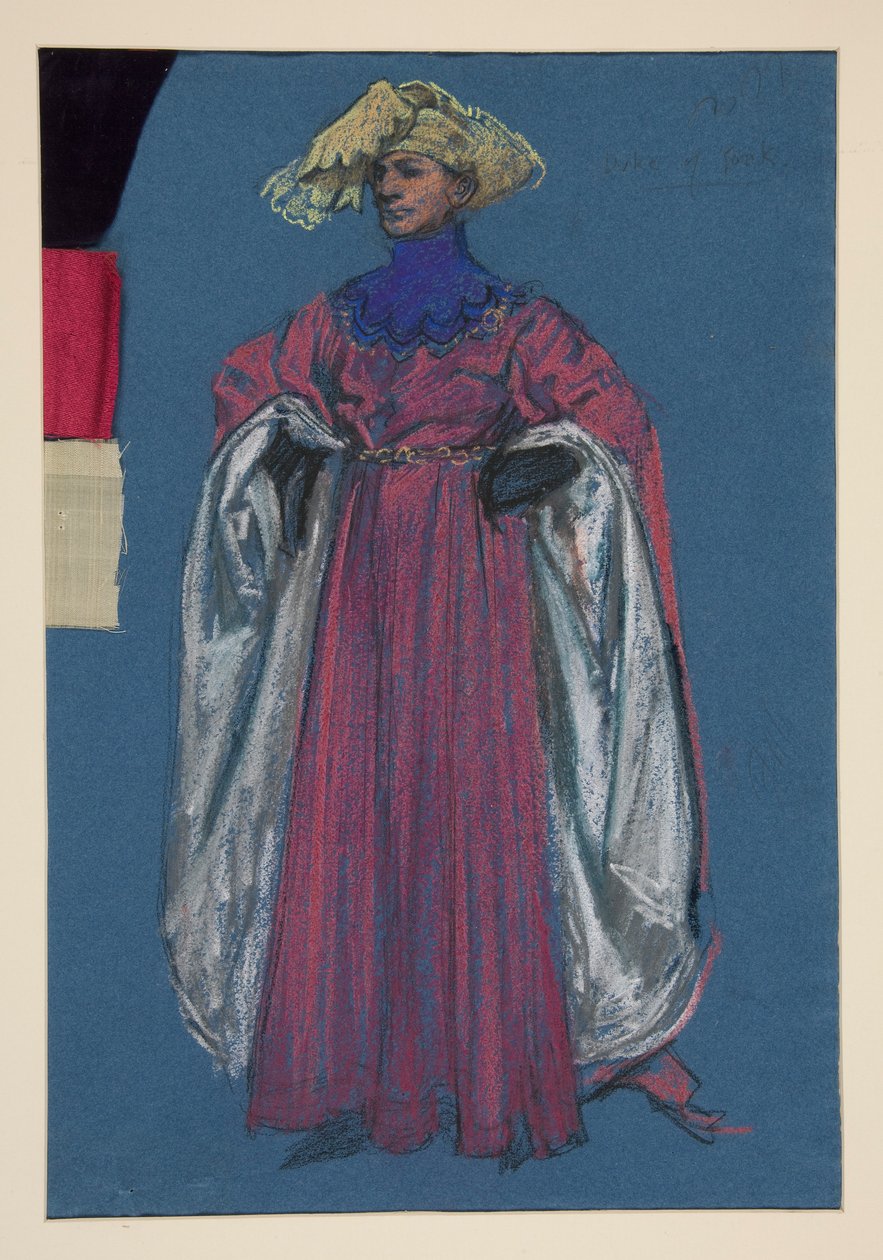 Vévoda z Yorku, skica kostýmu pro Henryho Irvinga od Edwin Austin Abbey