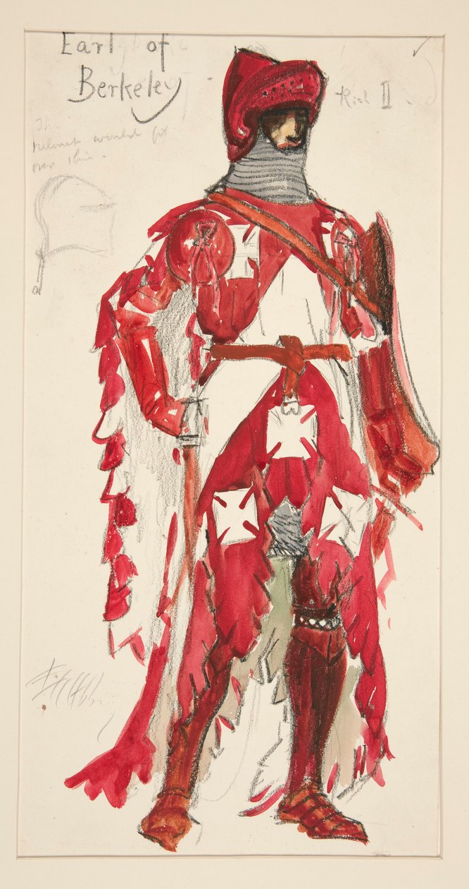 Hrabě z Berkeley, skica kostýmu pro Henryho Irvinga od Edwin Austin Abbey