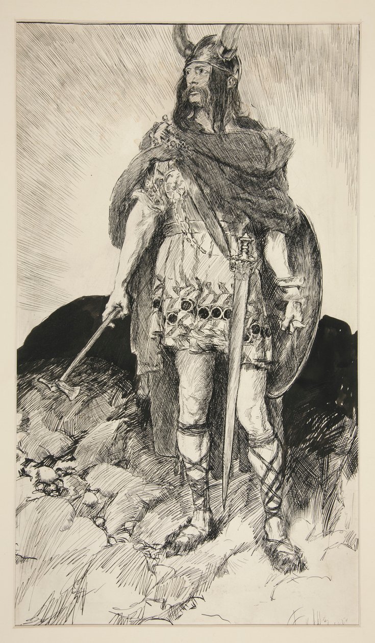 Edgar Armed - Akt V, Scéna III, Král Lear od Edwin Austin Abbey