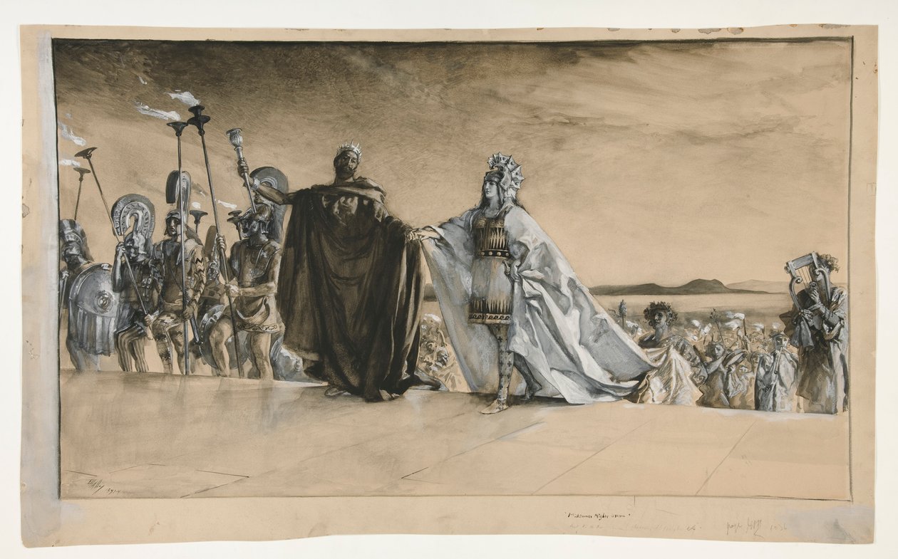 Vstupte Theseus, ilustrace k dějství I, Scéna i, Svatojánská noc od Edwin Austin Abbey