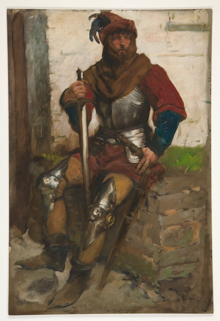 Figurální studie rytíře od Edwin Austin Abbey