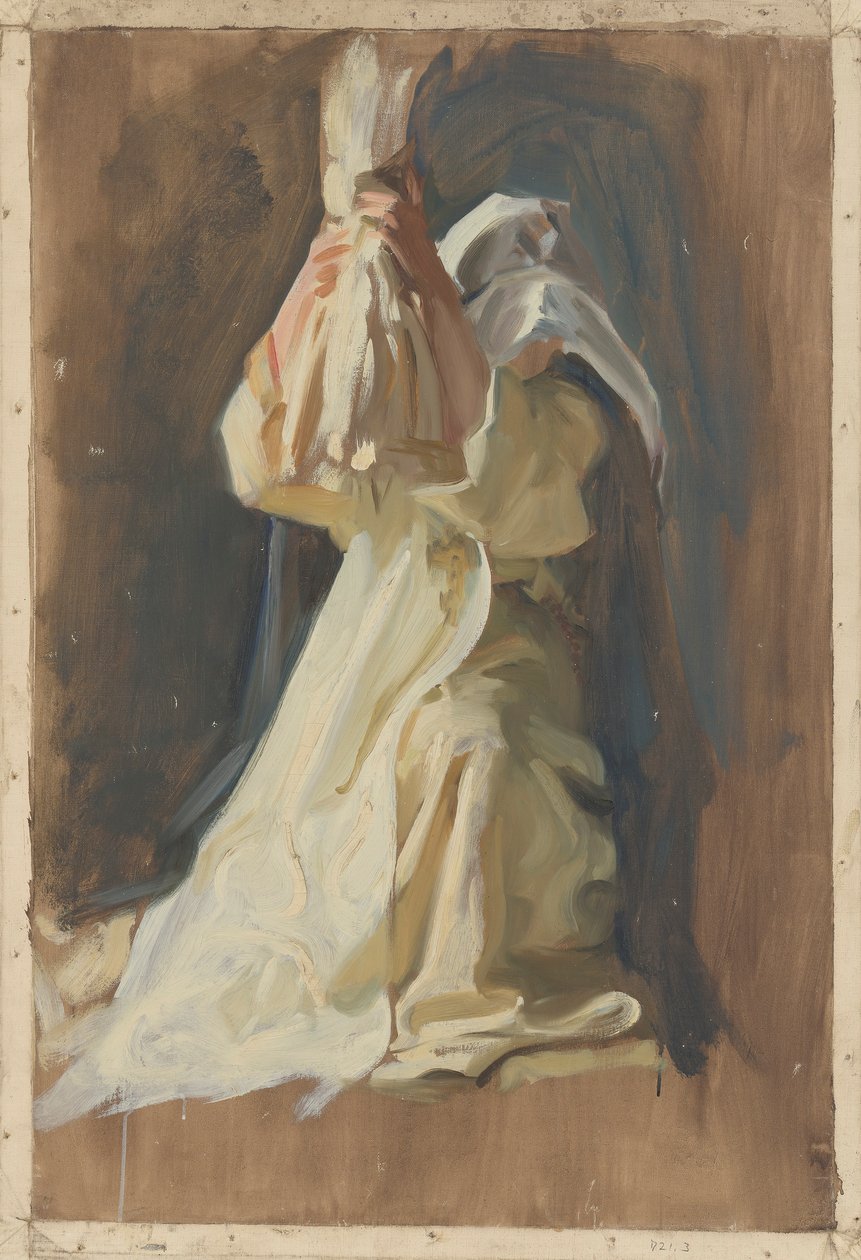Figurální studie jeptišky, pro The Infancy of Galahad, v The Quest and Achievement of the Holy Grail, Book Delivery Room, Boston Public Library od Edwin Austin Abbey