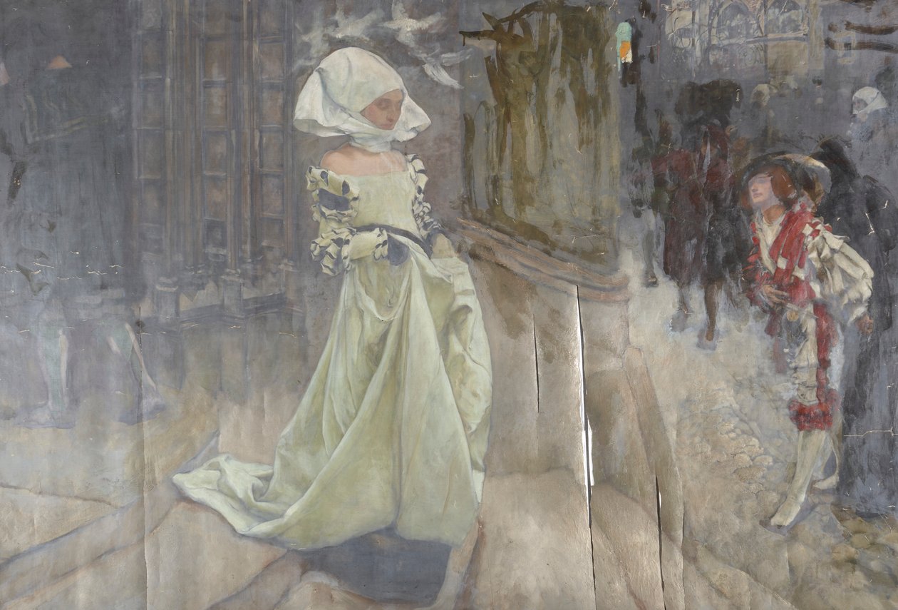 Figurální studie, možná pro Margaret a Faust od Edwin Austin Abbey