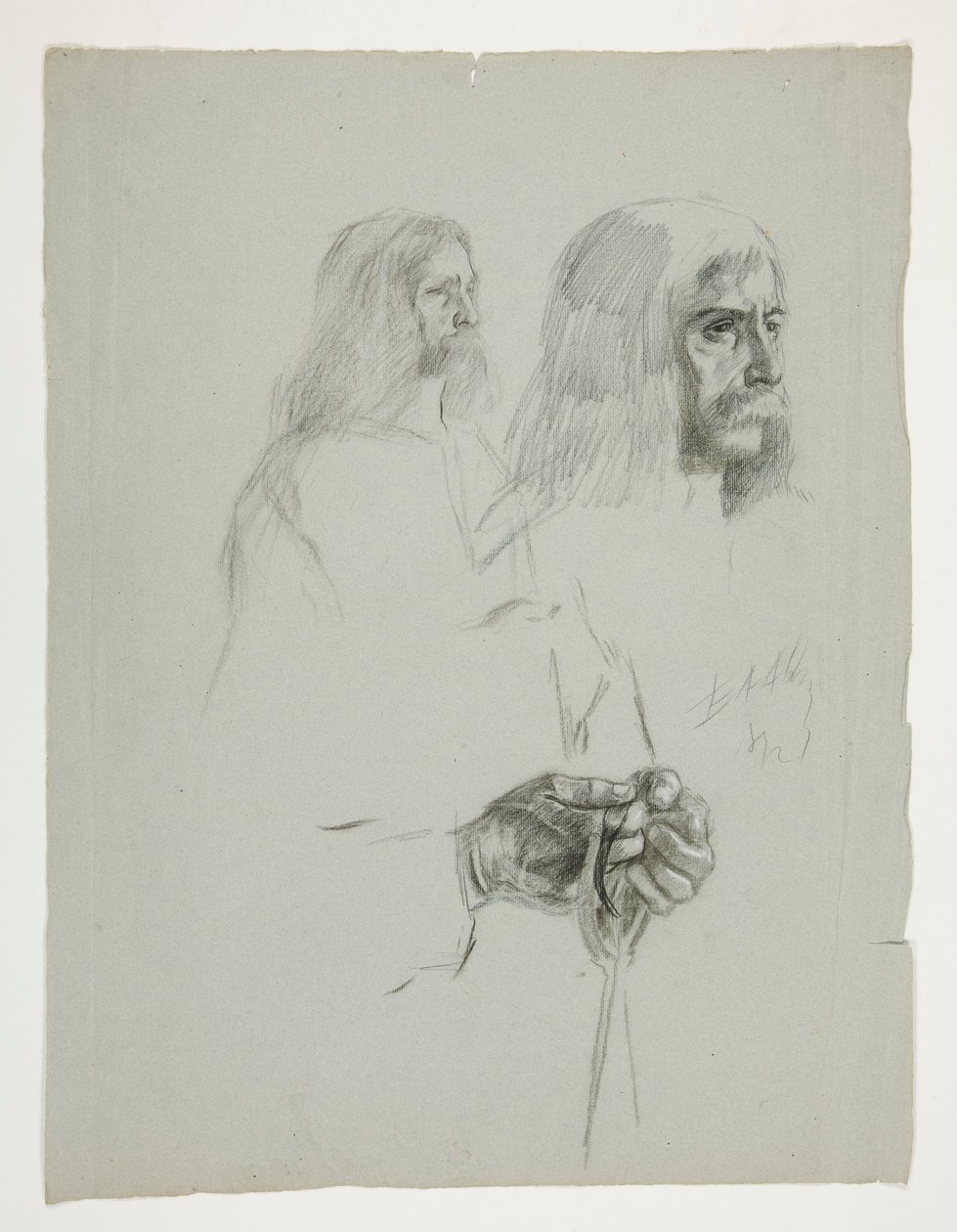 Figurální studie pro jednu z nástěnných maleb z The Quest of the Holy Grail (série patnácti obrazů pro Boston Public Library, dokončena v roce 1901) od Edwin Austin Abbey