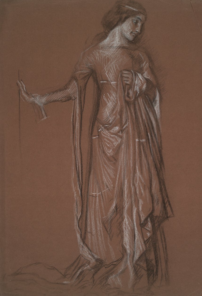 Figurální studie. Dřevěné uhlí a křída na červeném papíře. od Edwin Austin Abbey