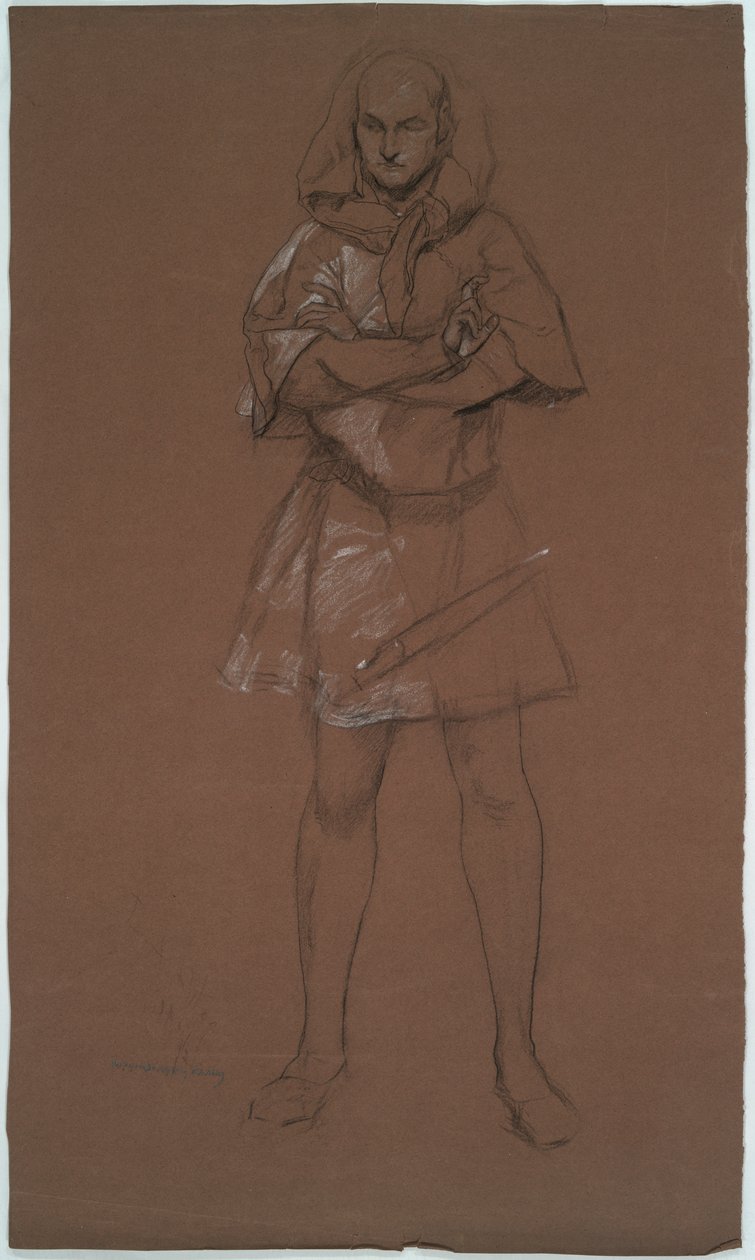 Figurální studie. Muž ve středověkém kostýmu. Možná studie pro od Edwin Austin Abbey
