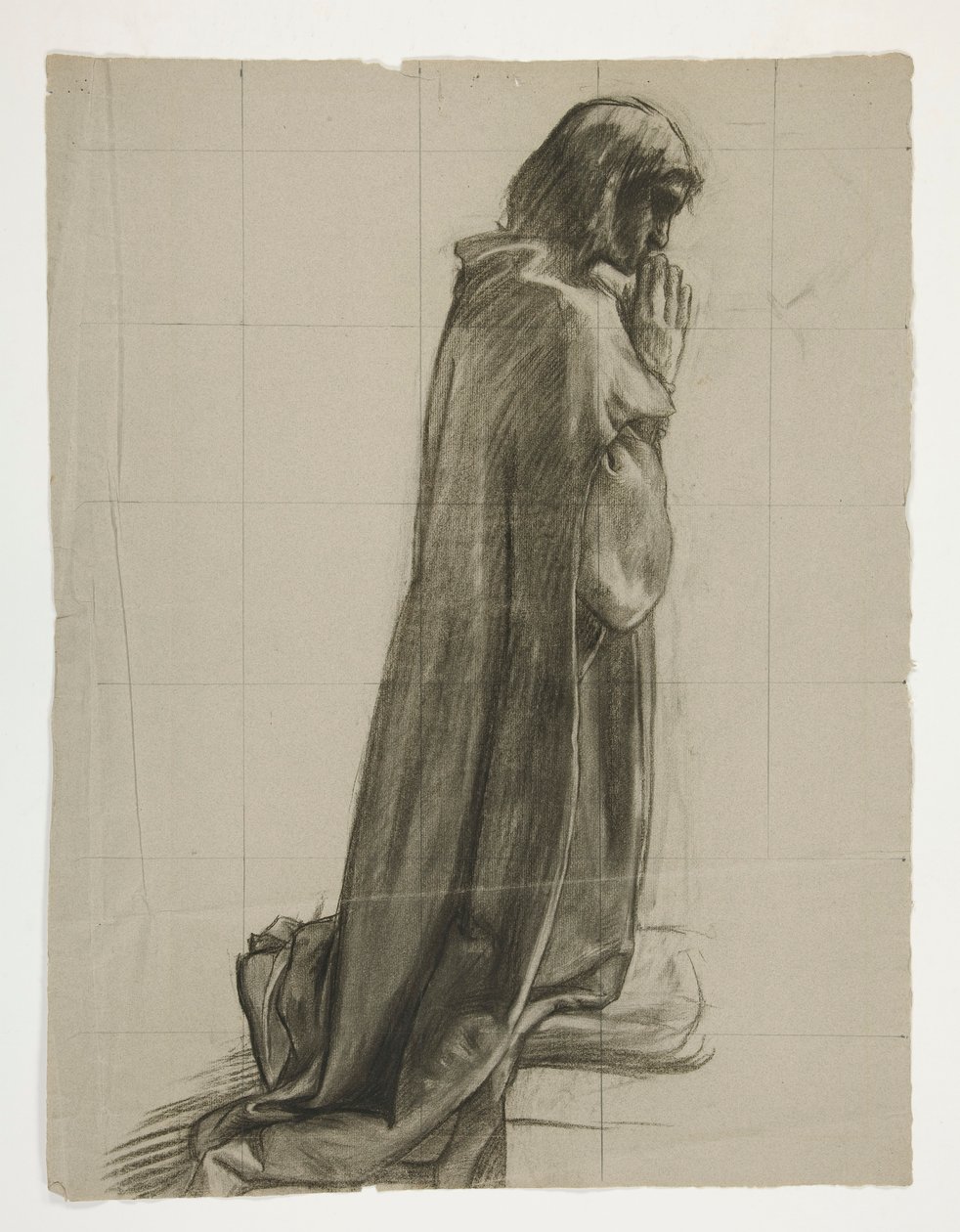 Figurální studie pro sira Lancelota a sira Borse vybavila Galahad svými ostruhami, z The Quest of the Holy Grail (druhý ze série patnácti obrazů pro Boston Public Library, dokončený v roce 1901) od Edwin Austin Abbey