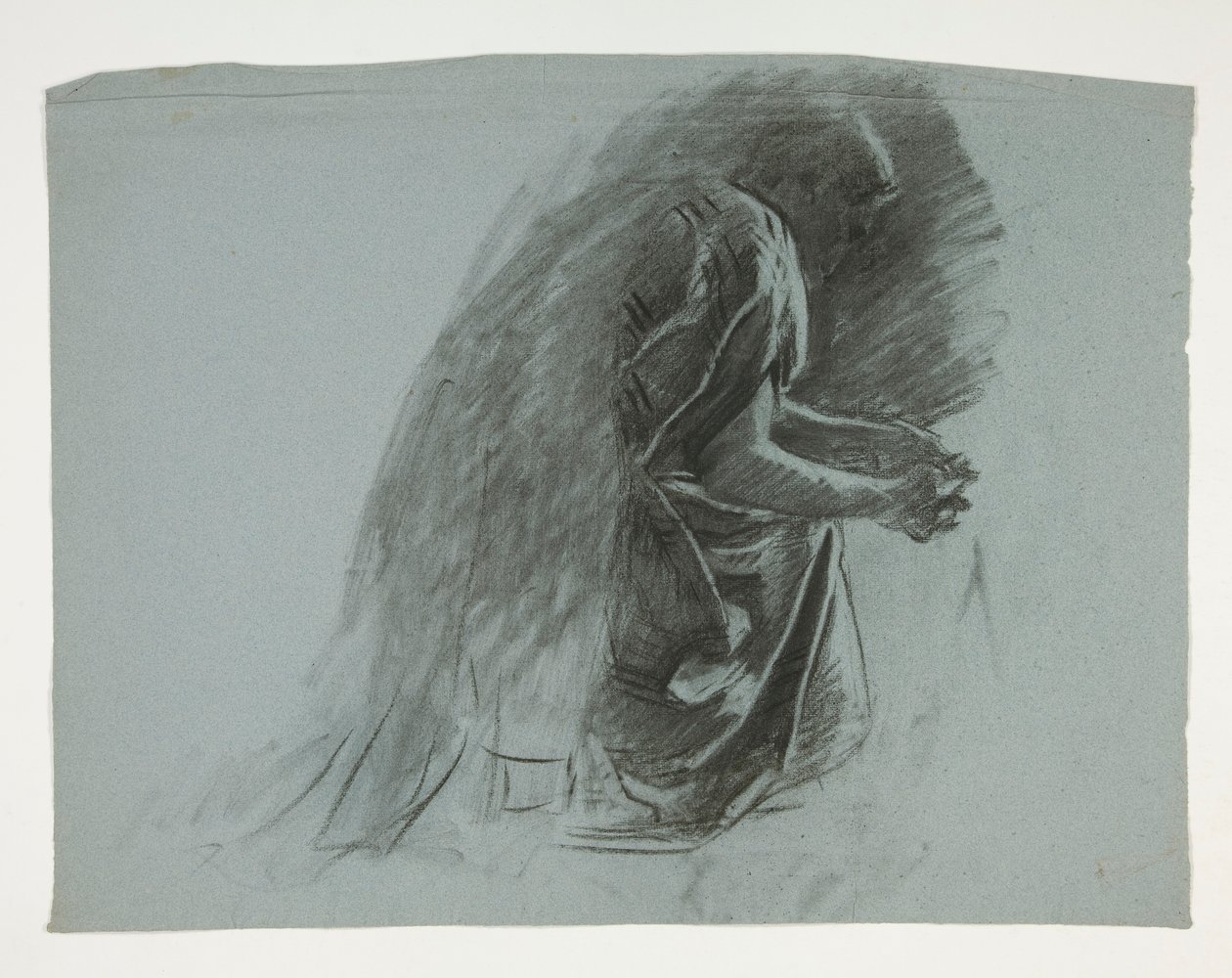 Figurální studie pro sira Lancelota a sira Borse vybavila Galahad svými ostruhami, z The Quest of the Holy Grail (druhý ze série patnácti obrazů pro Boston Public Library, dokončený v roce 1901) od Edwin Austin Abbey