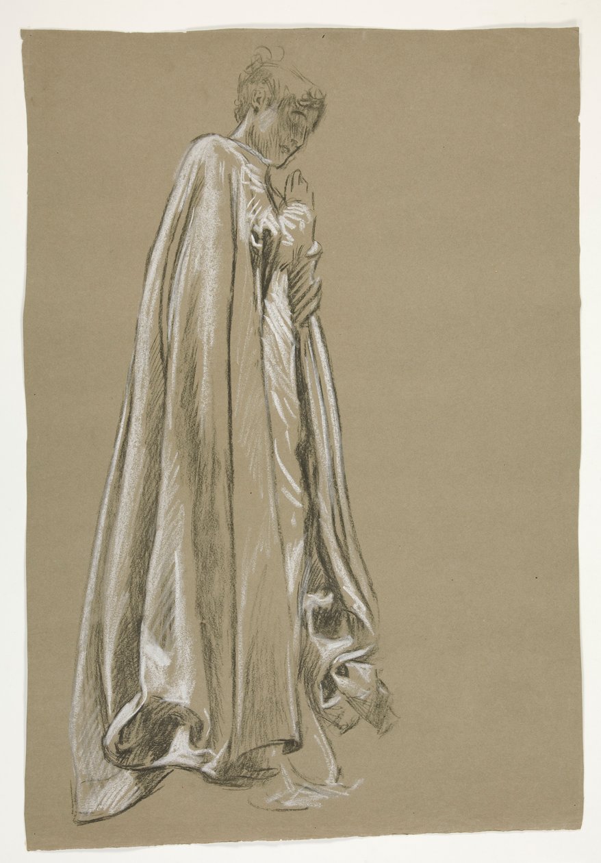 Figurální studie pro Infancy of Galahad(?), z The Quest of the Holy Grail (série 15 obrazů pro Boston Public Library, dokončena v roce 1901) od Edwin Austin Abbey
