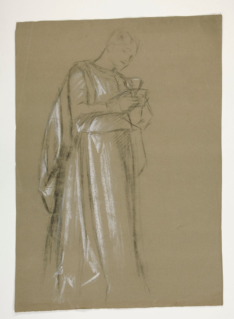Figurální studie pro Infant Galahad (?), z The Quest of the Holy Grail (první ze série patnácti nástěnných maleb pro Boston Public Library, dokončena v roce 1901) od Edwin Austin Abbey