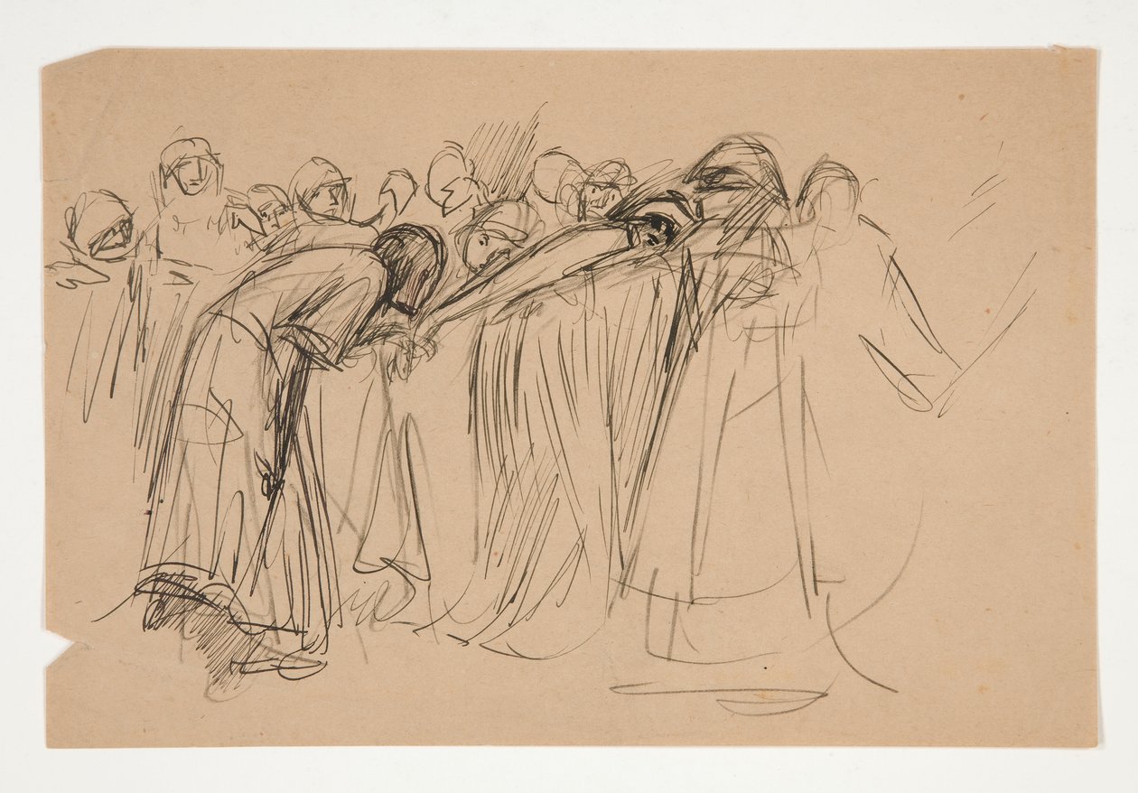 Galahad and the Captive Virtues, studie pro The Quest of the Holy Grail (série patnácti obrazů pro Boston Public Library, dokončena v roce 1901) od Edwin Austin Abbey