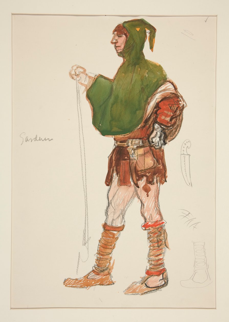 Gardener, skica kostýmu pro Henryho Irvinga od Edwin Austin Abbey