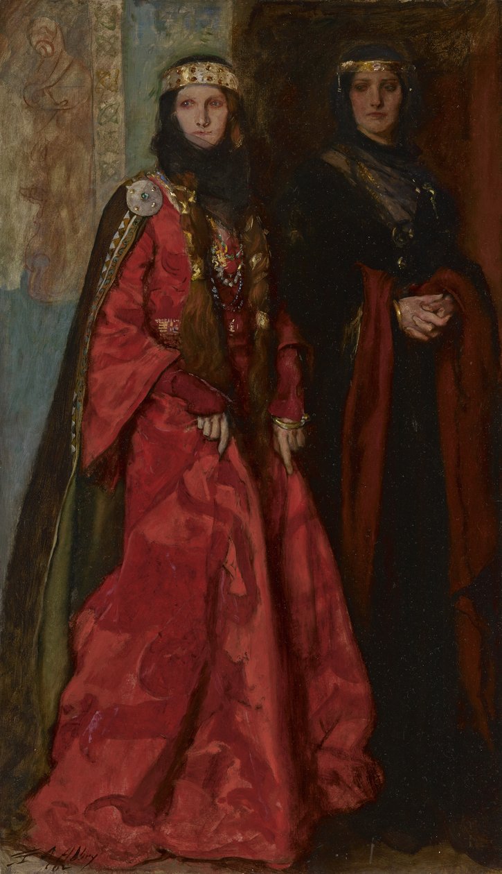 Goneril a Regan v King Lear Act I, scéna I, 1902 od Edwin Austin Abbey