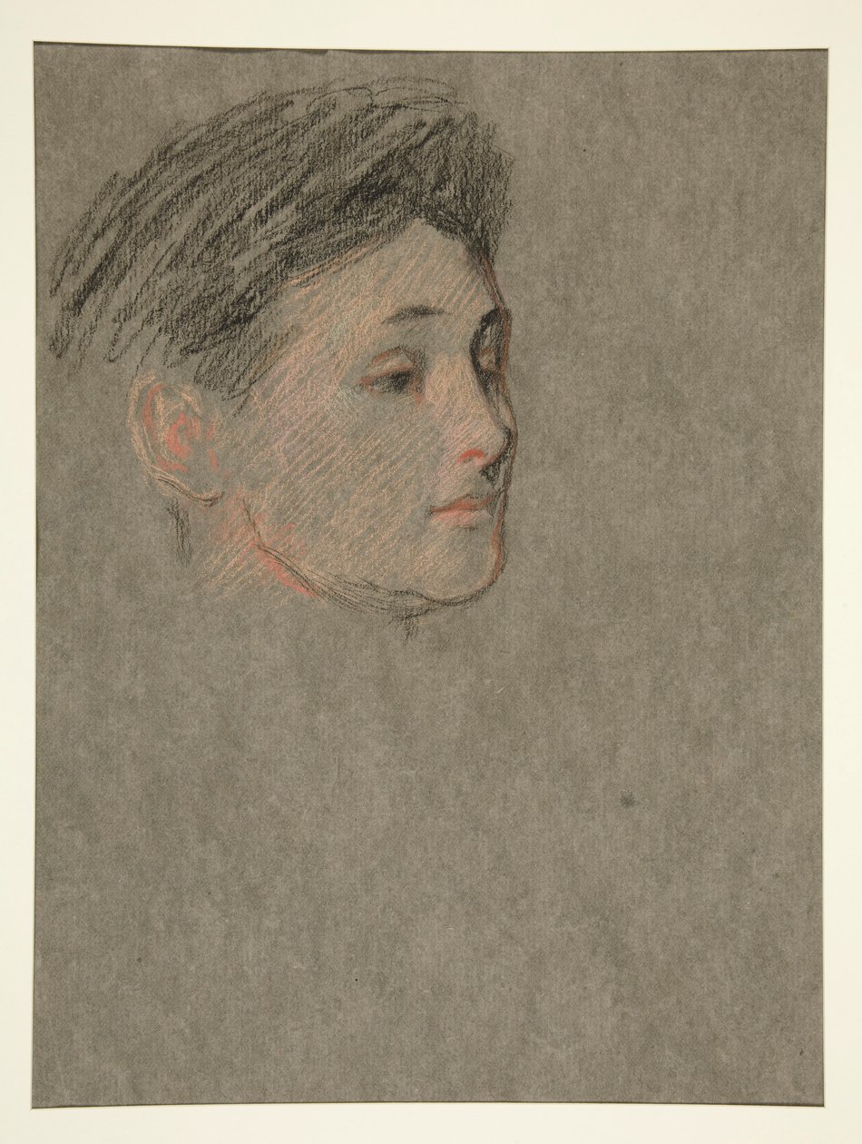 Hlava ženy, černé vlasy, pro korunovaci Edwarda. VII od Edwin Austin Abbey