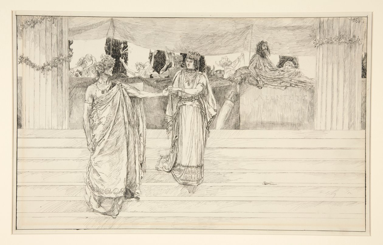 Hermiona prosí Polixene - dějství I, scéna II, Zima od Edwin Austin Abbey