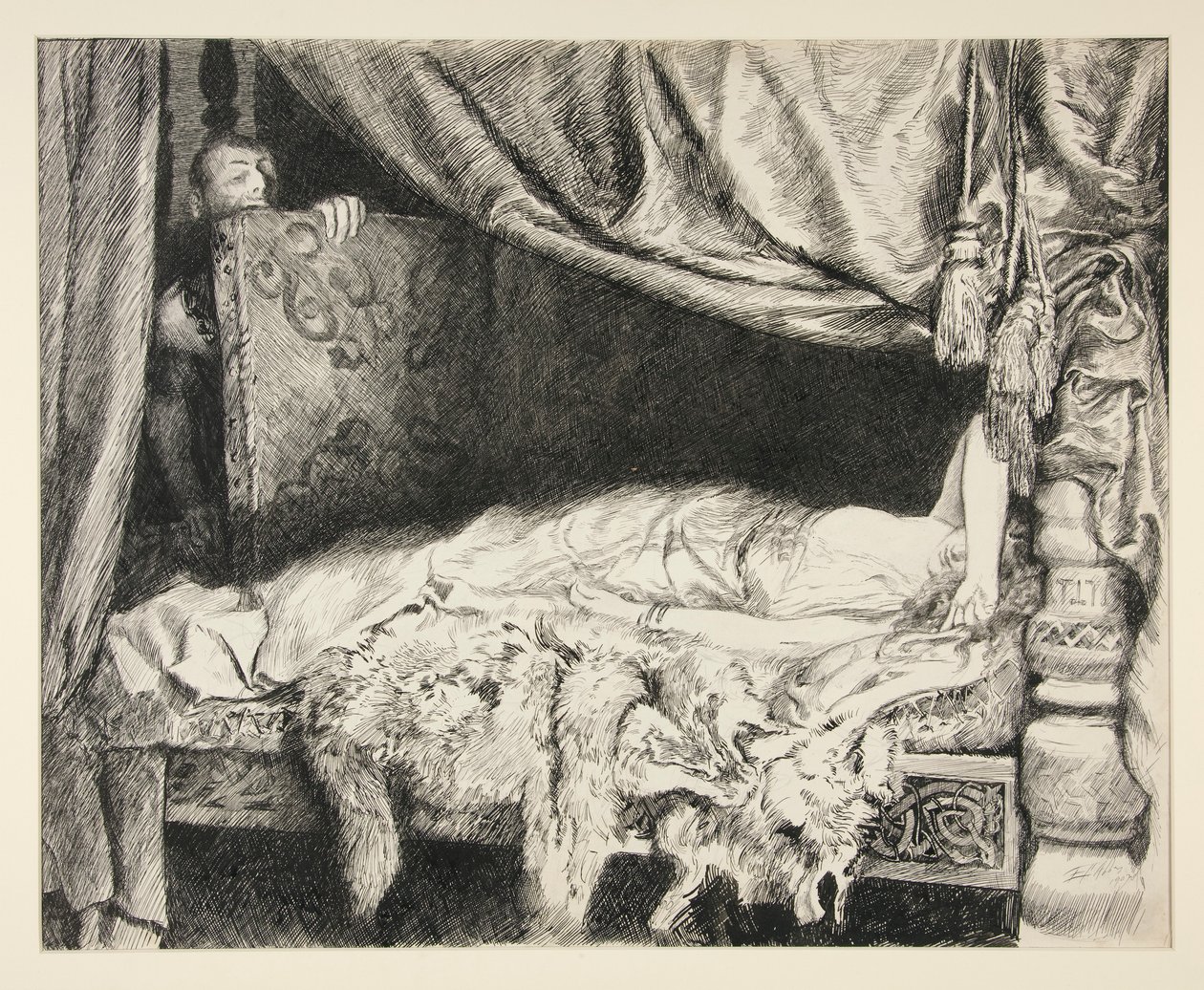 Iachimo krade z kufru - dějství II, scéna II, Cymbeline od Edwin Austin Abbey