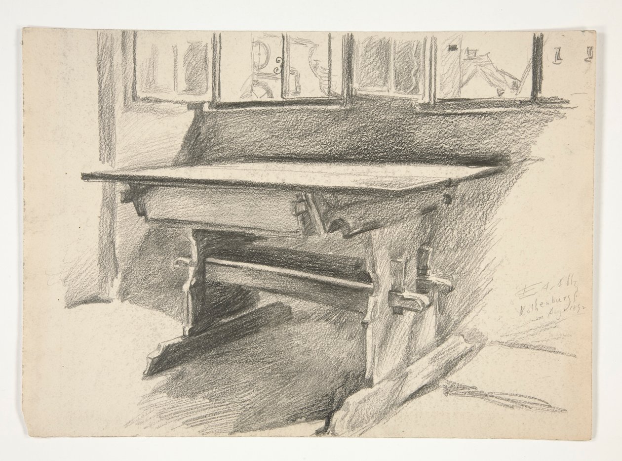 Interiérová studie: Rothenburg, studie gotického stolu od Edwin Austin Abbey