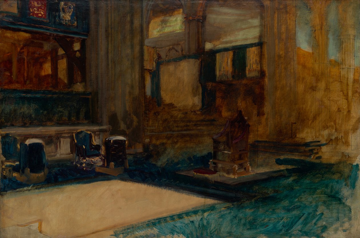 Vnitřní studie Westminsterského opatství pro korunovaci krále Edwarda VII od Edwin Austin Abbey