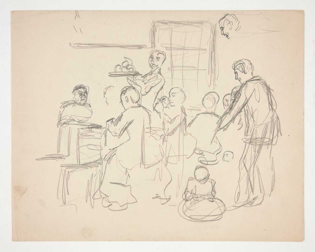 Interiér restaurace scéna (?) - neidentifikovaný obrázek od Edwin Austin Abbey