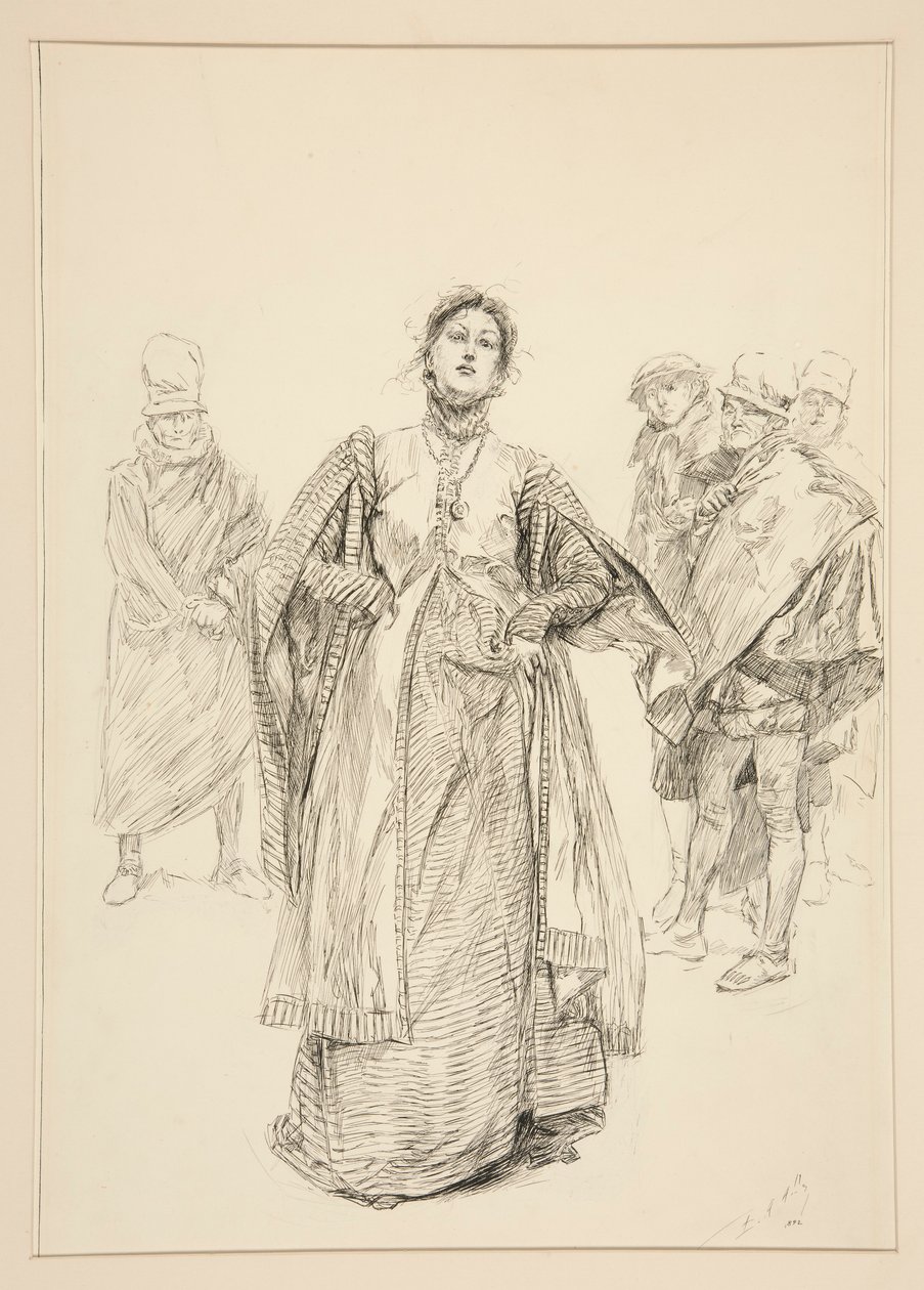 Katharina, ilustrace k I. dějství, I. scéna, Zkrocení zlé ženy od Edwin Austin Abbey