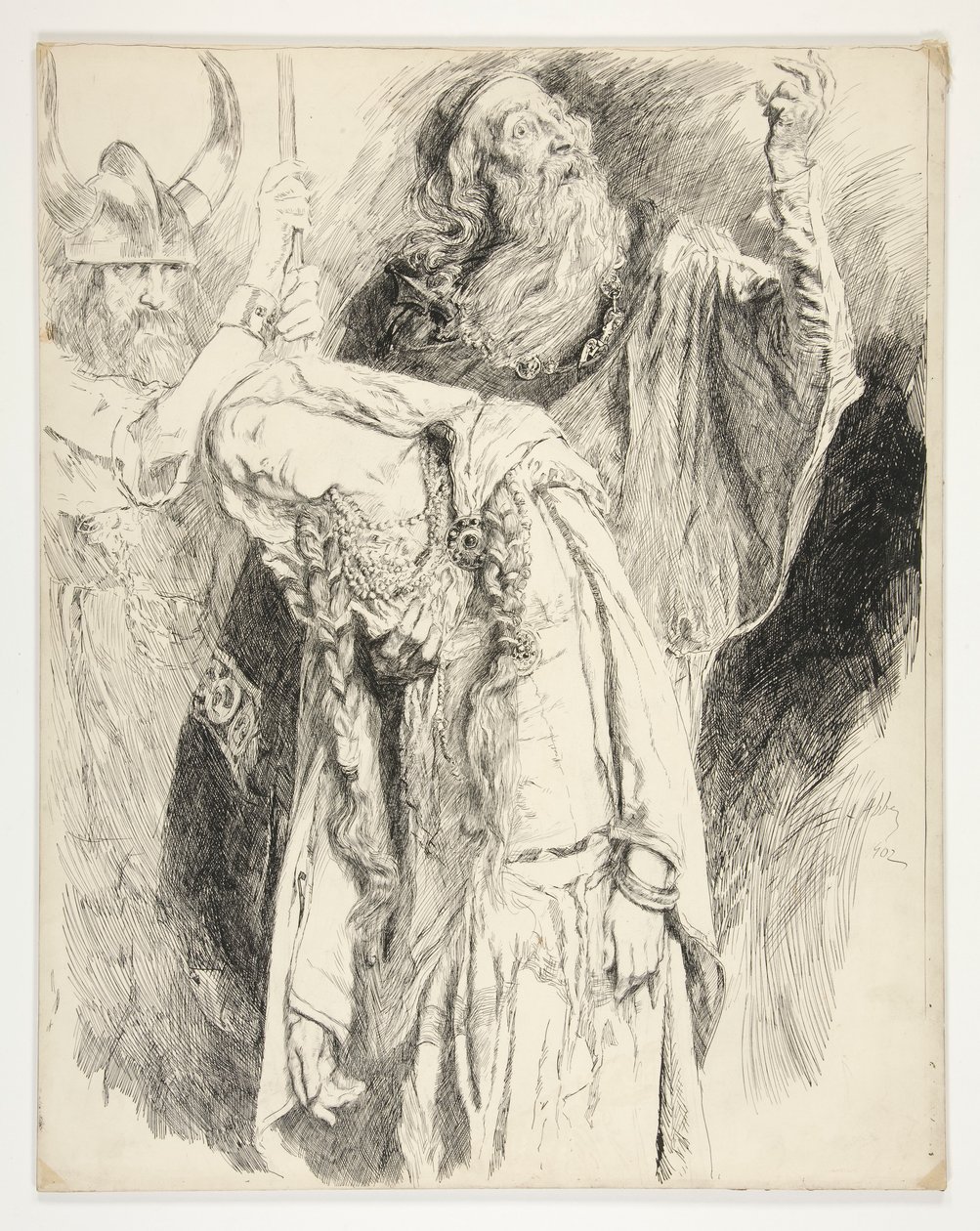 Lear s Cordelií mrtvou v náručí, dějství V, scéna iii, král Lear od Edwin Austin Abbey