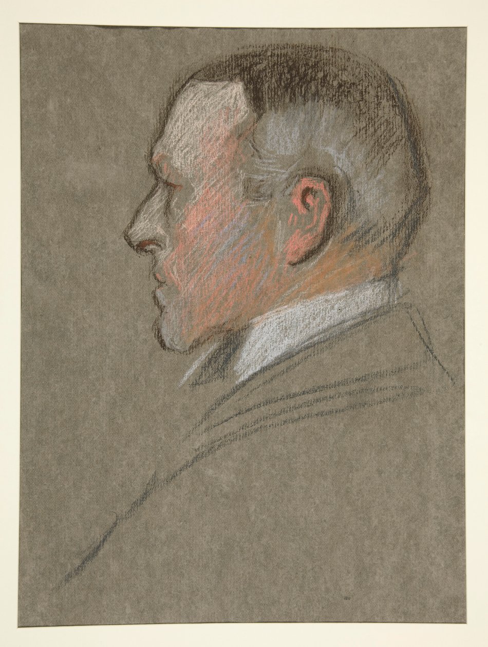 Levý profil hlava muže, pro korunovaci Edwarda. VII od Edwin Austin Abbey