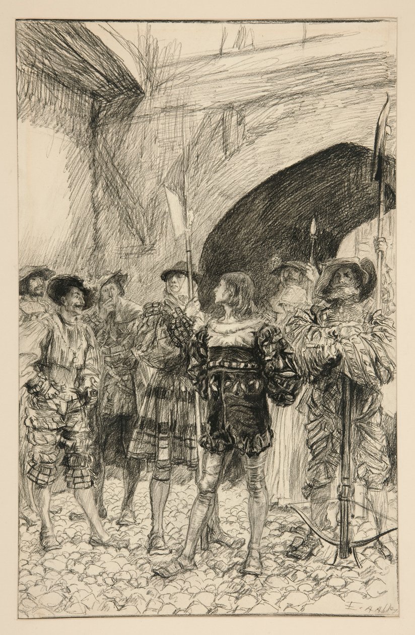 Lucio a Claudio - dějství I, scéna iii, míra za míru od Edwin Austin Abbey