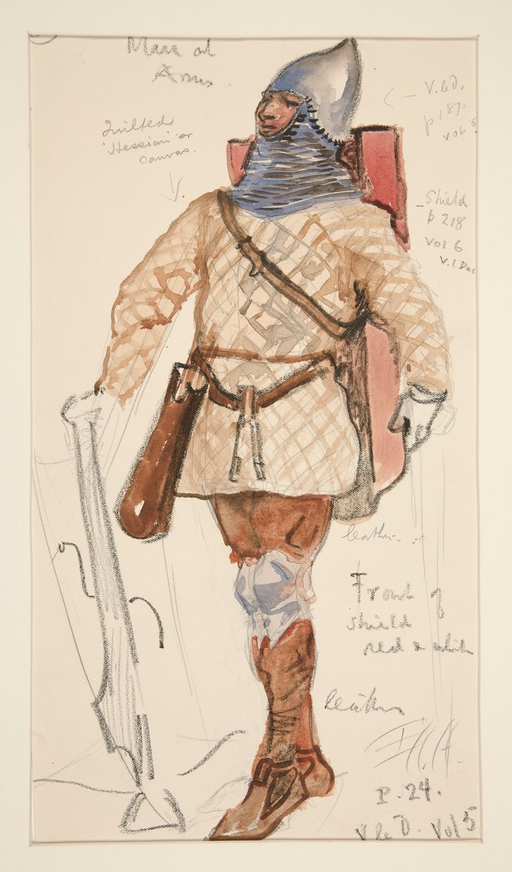 Man of Arms, skica kostýmu pro Henryho Irvinga od Edwin Austin Abbey