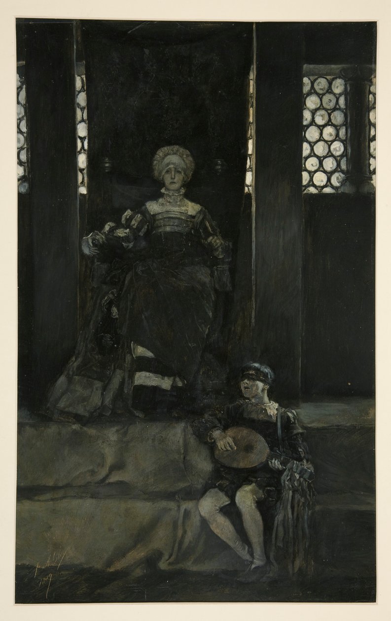 Mariana a chlapecký zpěv - dějství III, scéna I, míra za míru od Edwin Austin Abbey