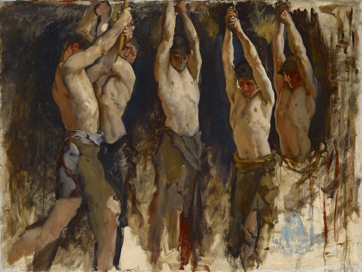 Muži na kovadlině, studie pro The Spirit of Vulcan, c.1904-8 od Edwin Austin Abbey