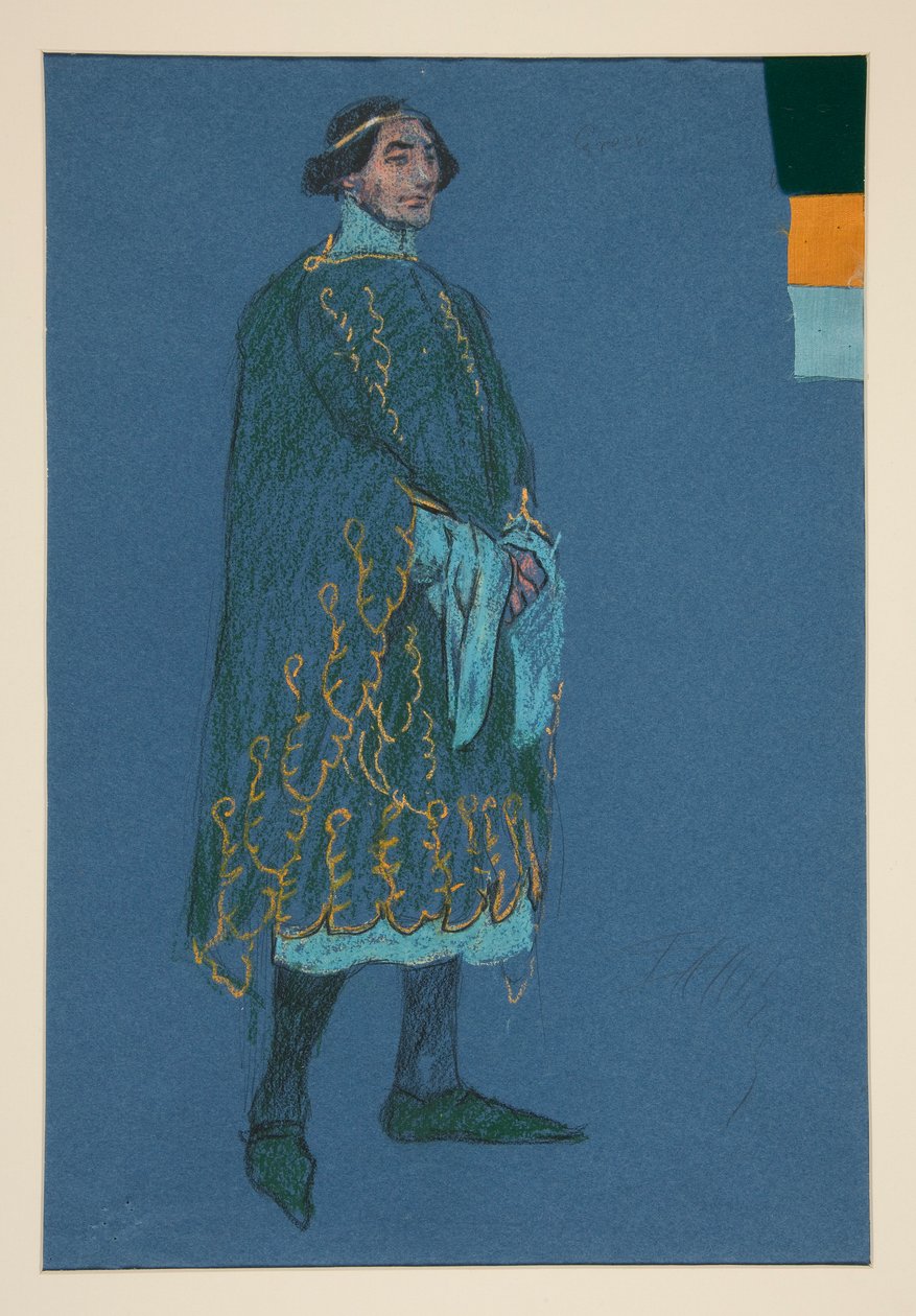 Různé studie, skica kostýmu pro Henryho Irvinga od Edwin Austin Abbey