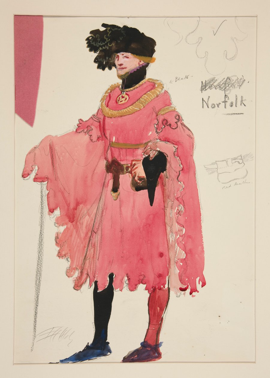 Norfolk, kostýmní skica pro Henryho Irvinga od Edwin Austin Abbey