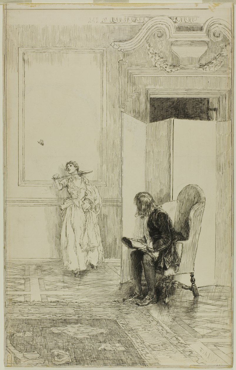 Nyní překročil tvář zrcadla od Edwin Austin Abbey