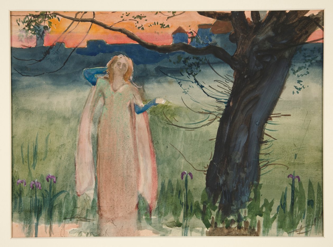 Ofélie u potoka - IV. dějství, VII. scéna, Hamlet od Edwin Austin Abbey